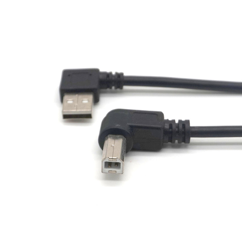 Plugadget 2PCS USB Type AM Right Angled Male to B Male Right Angled Plug Printer Scanner Cable 0.5m(1.6 ft)