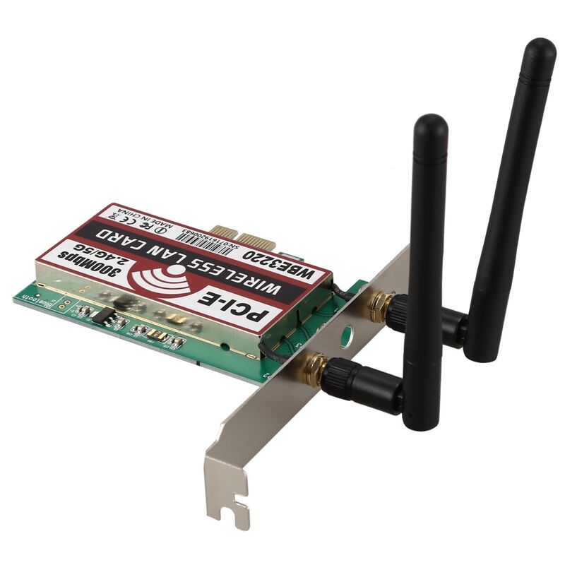 Plugadget 2 antenna network card 4G/5G 300Mbps PCI-E X1 WiFi Wireless Card Adapter Chipset for BCM4322 wbe3220