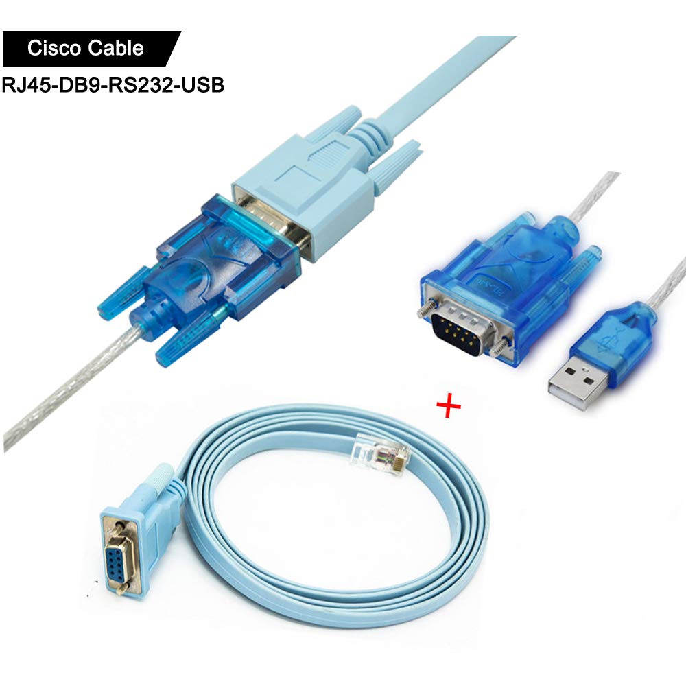 Plugadget Console Cable for Cisco, RJ45 Ethernet to Rs232 DB9 COM Port Serial Female Cable With USB 2.0 to RS232 Male Cable