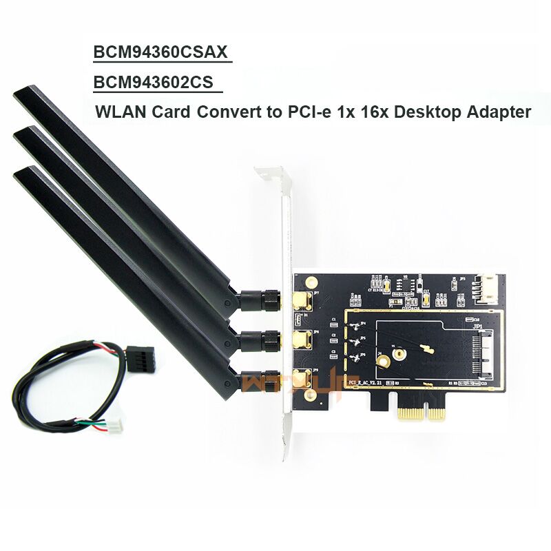 Plugadget BCM94360CSAX BCM943602CS Bcm94331CSAX desktop PCI-e PCIE 1x 16x PC wifi + bluetooth Adapter Converter for Apple WLAN Card