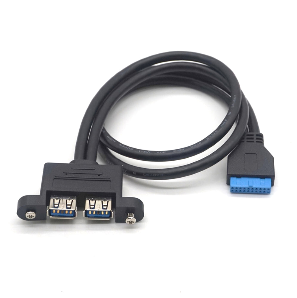 Plugadget 19Pin Female Header to Dual USB3.0 Female 20Pin USB 2 Port Splitter Cable with Screw PCIe Profile Bracket for DIY Motherboard Front Panel