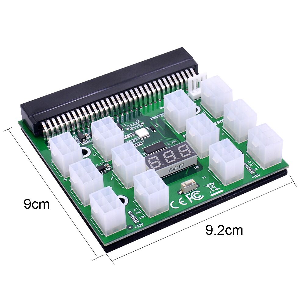 Plugadget Power Module Breakout Board Kits with 12pcs 6Pin to 6+2 8Pin Power Cable for HP 1200W 750W PSU GPU Mining Ethereum