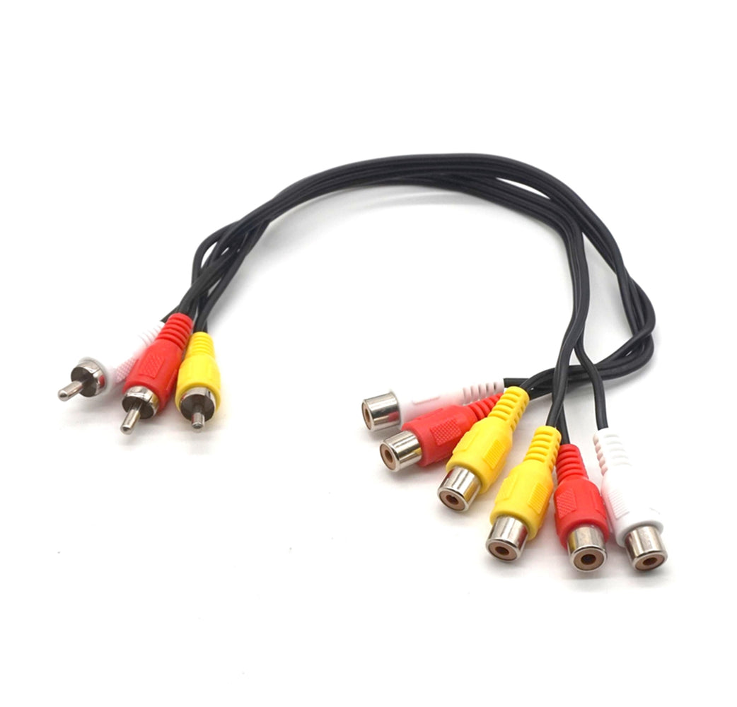 2pcs Plugadget RCA Cable 3 RCA Male Jack to 6 RCA Female Plug Splitter Audio Video AV Adapter Cable