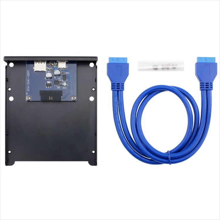 Plugadget USB 3.0 Type-A & USB 3.1 Type-C USB-C Dual Port to Motherboard 20 Pin Front Panel for 3.5" Floppy Bay