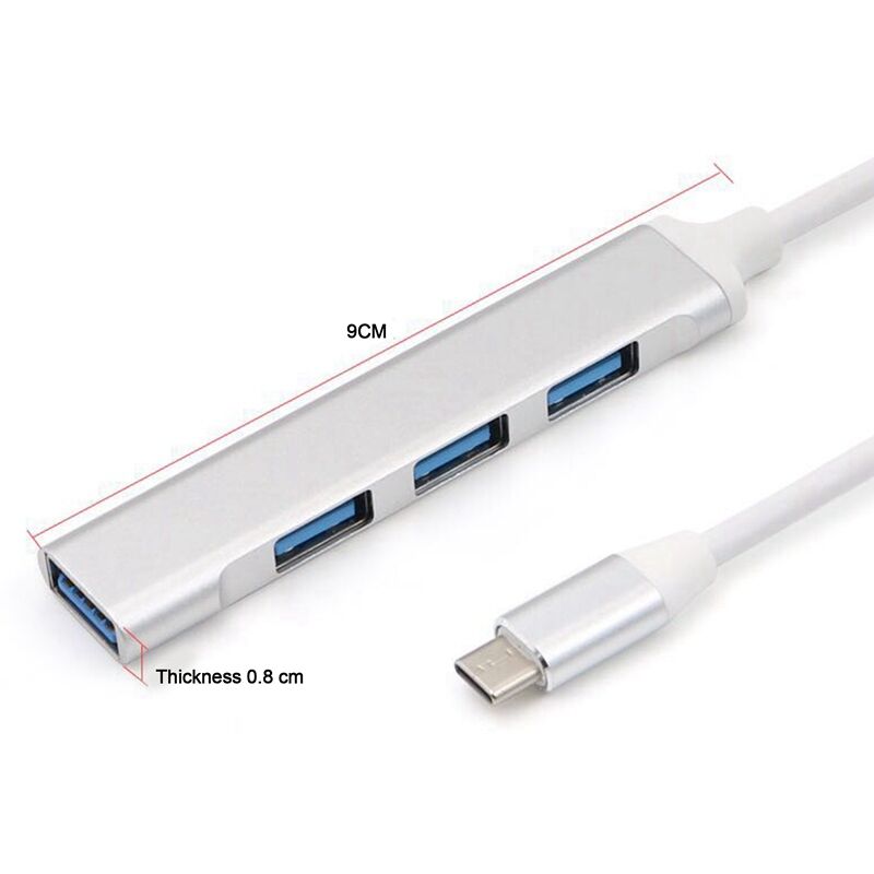 Plugadget Type-C to HUB USB-C to 4-Port USB3.0 High-Speed Splitter OTG Aluminum Alloy Docking Station
