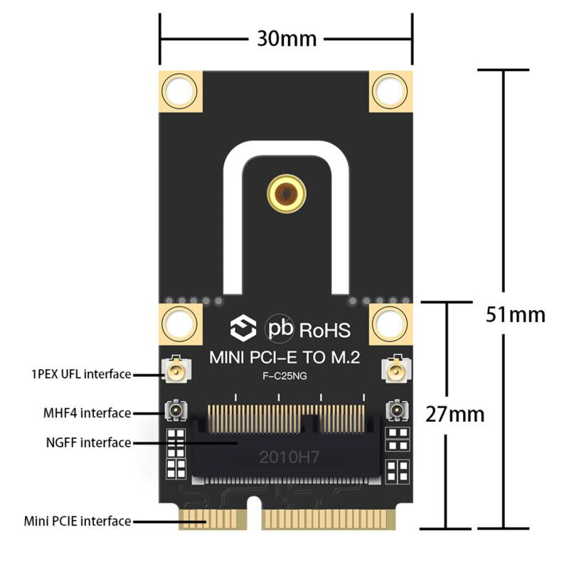 Plugadget M.2 NGFF To Mini PCI-E Wireless Adapter Converter With IPEX 4 Antenna