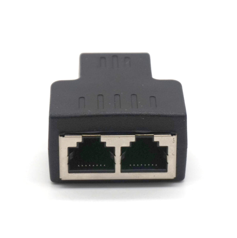 Plugadget 2PCS 1 To 2 Ways LAN Ethernet Network Cable RJ45 Female Splitter Connector Adapter Splitter Extender Plug Adapter Connector