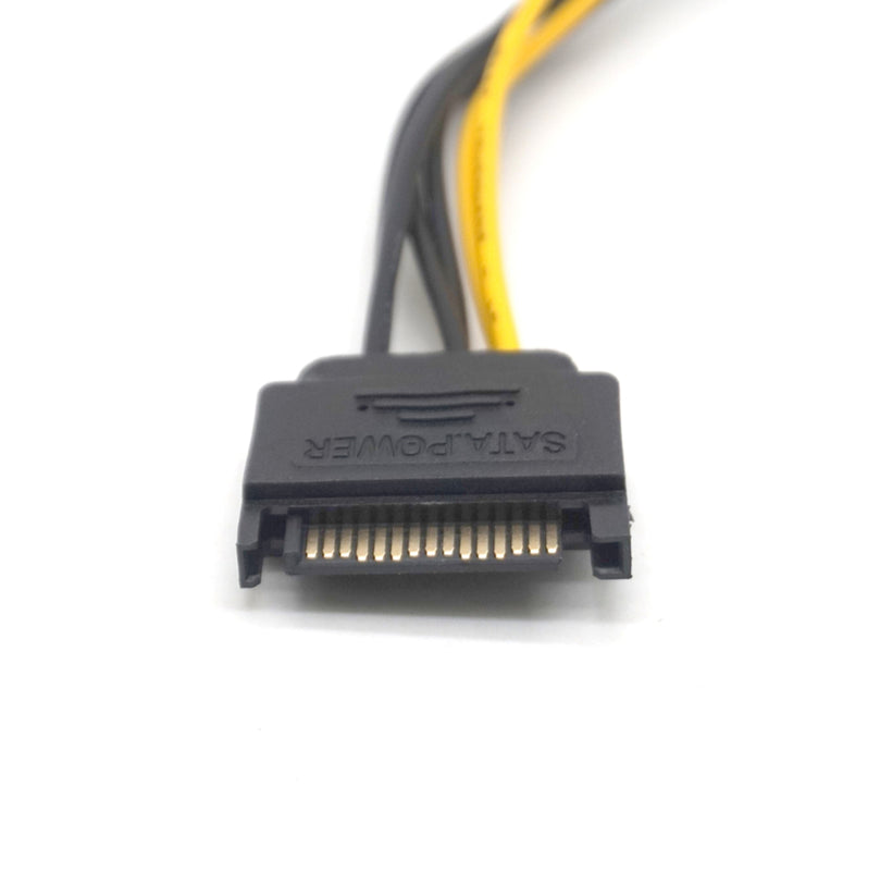 Plugadget 5PCS 15pin SATA male to 8pin(6+2) PCI-E Power Supply Cable 20cm SATA Cable 15-pin to 8 pin cable 18AWG Wire for video card