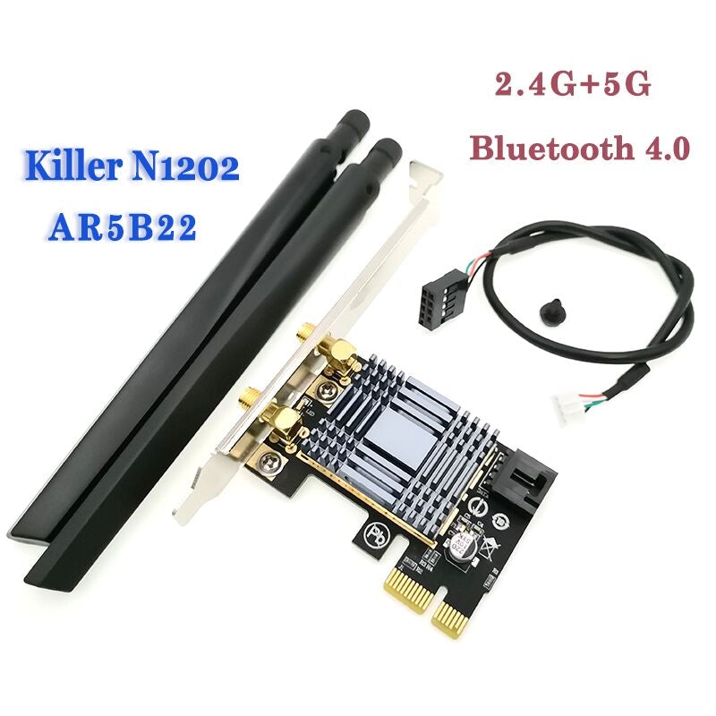 Plugadget N1202 AR5B22 2.4G 5G Adapter Lightweight Wireless WIFI Network Card Dual Band Multifunction Pcie For Desktop PC Bluetooth 4.0