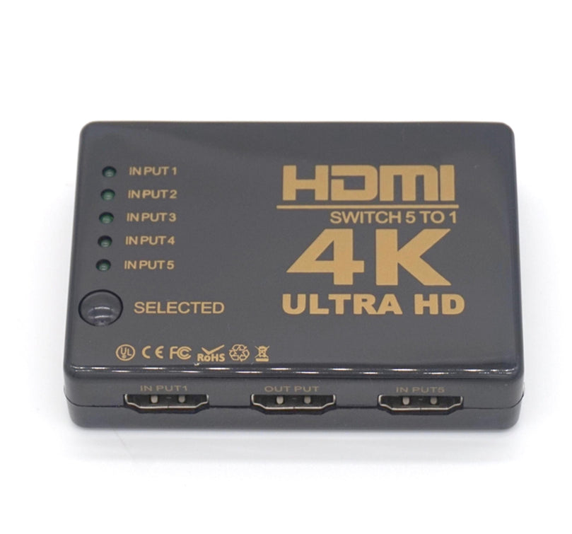Plugadget Ultra HD 4K HDMI Splitter 1X4 Port 3D UHD 1080p 4K*2K Video HDMI Switch Switcher HDMI 1 Input 5 Output HUB Repeater Amplifier
