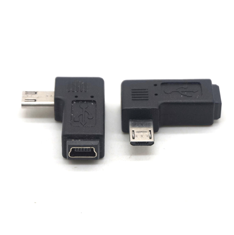 Plugadget 90 Degree left+right Angle Adapter Micro USB Type A B Male to Mini USB Female Adapter
