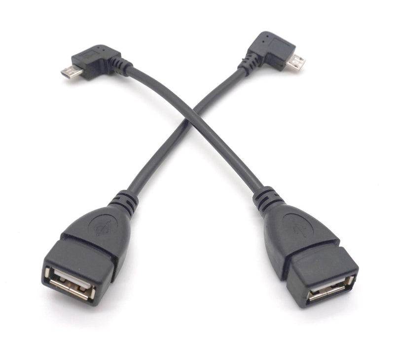 Plugadget Right Left Angle USB A Female to Micro USB Male Converter OTG Adapter Cable Black for Samsung LG Xiaomi Android Phone
