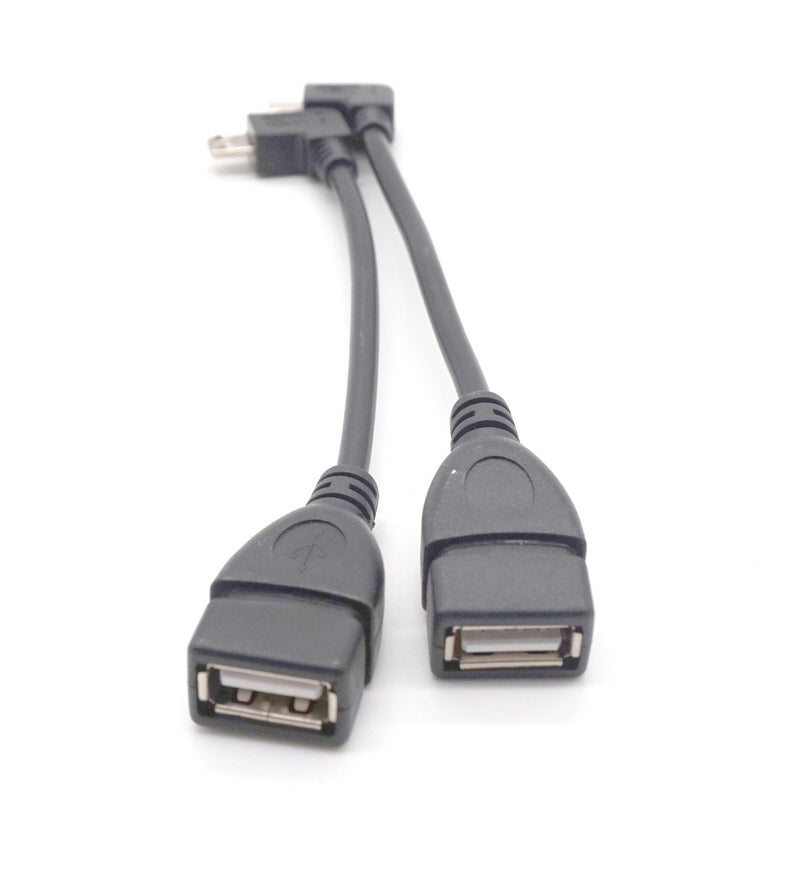 Plugadget Right Left Angle USB A Female to Micro USB Male Converter OTG Adapter Cable Black for Samsung LG Xiaomi Android Phone