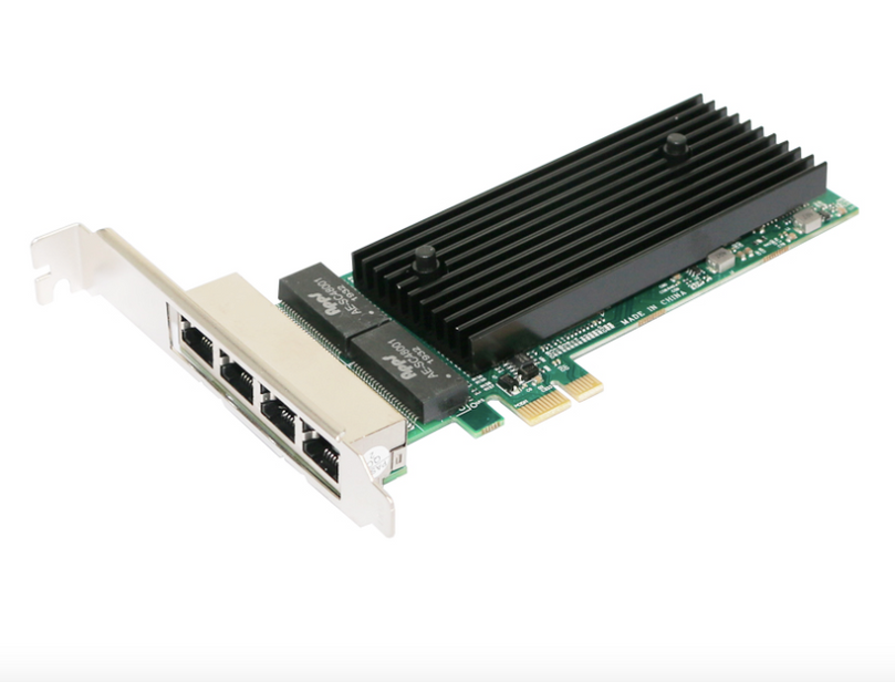 Plugadget PCI-E 10/100/1000M Lan 4-Port RJ45 Gigabit Ethernet PCI-Express X14 Server Adapter Network Card Intel I82576EB T4 Chipset