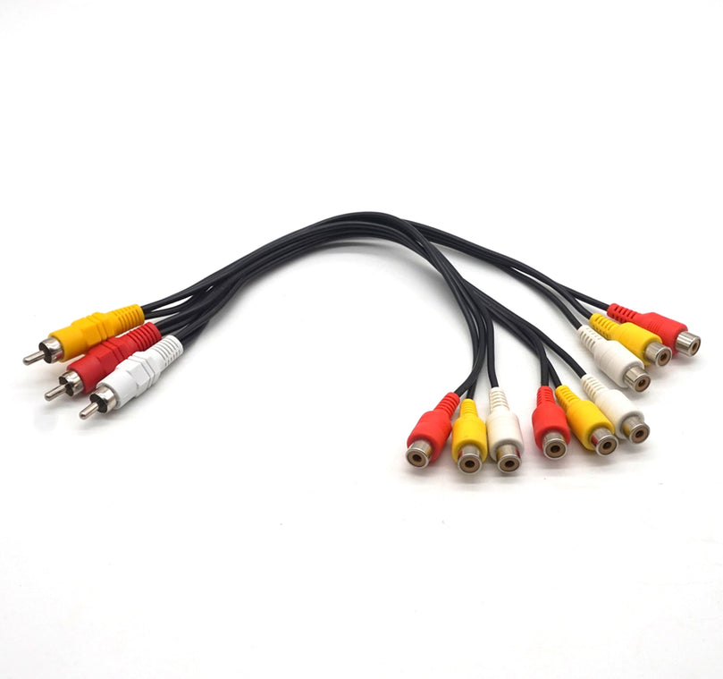 Plugadget Audio Video Connect Cables AV Lotus Head 3 Male To 9 Female Line DVD Set-top Box Connected To TV RCA Video Cable Split Line