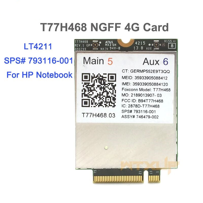 Plugadget 4G Module T77H468 GOBI5000 LTE FDD HSPA+WWAN Card SPS:793116-001 for HP LT4211 Elitebook 740 750 820 840 850 G2/810 G3