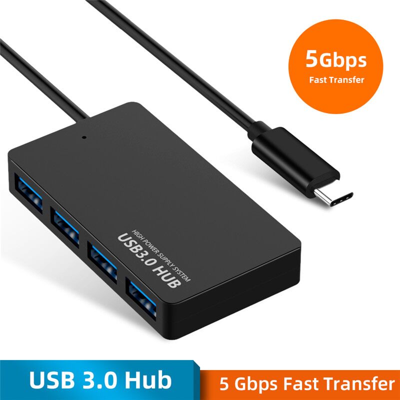 Plugadget 4 Ports USB Type C Hub Fast Speed USB 3.0 Splitter USB C to 4 USB3.0 Converter Adapter Cable for MacBook Laptop Tablet Computer