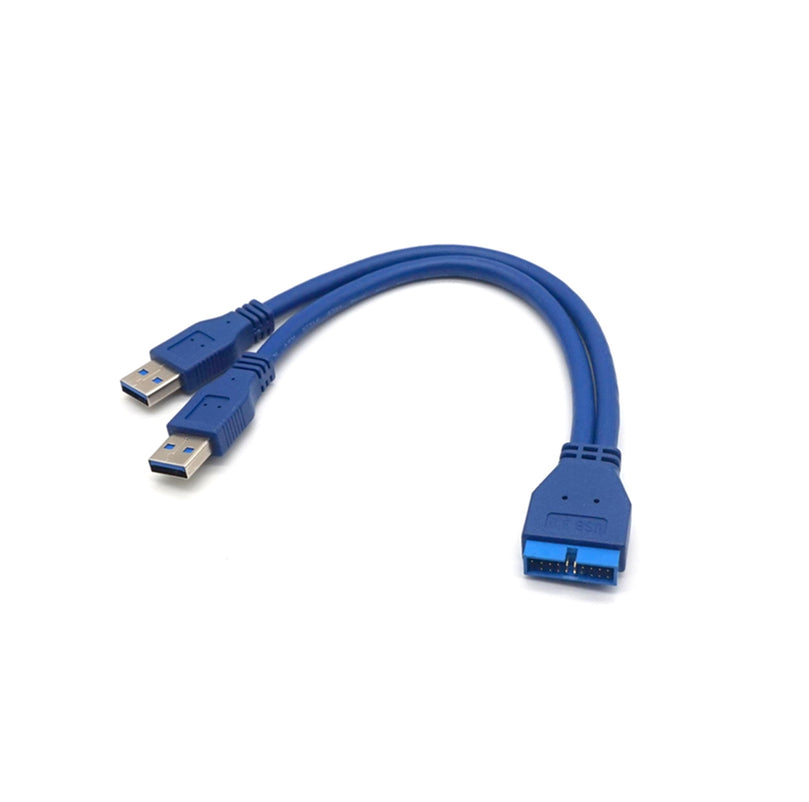 Plugadget Dual 2 Port USB3.0 USB 3.0 A Male to Motherboard Mainboard 20Pin Cable Adapter 19 Pin USB Extension cable