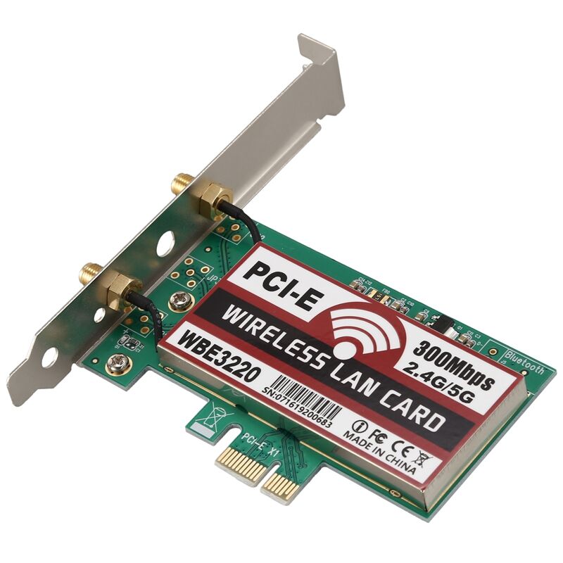 Plugadget 2 antenna network card 4G/5G 300Mbps PCI-E X1 WiFi Wireless Card Adapter Chipset for BCM4322 wbe3220